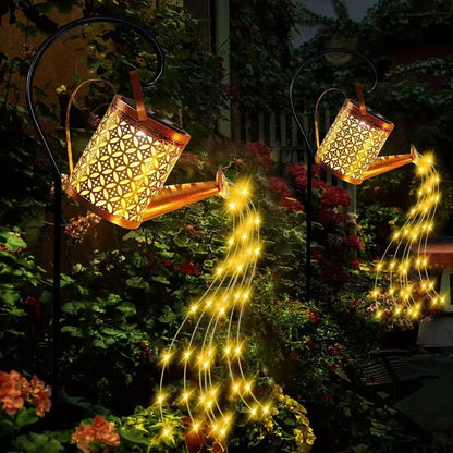 Solar Powered Flowing Water Kettle Light for Garden Decoration