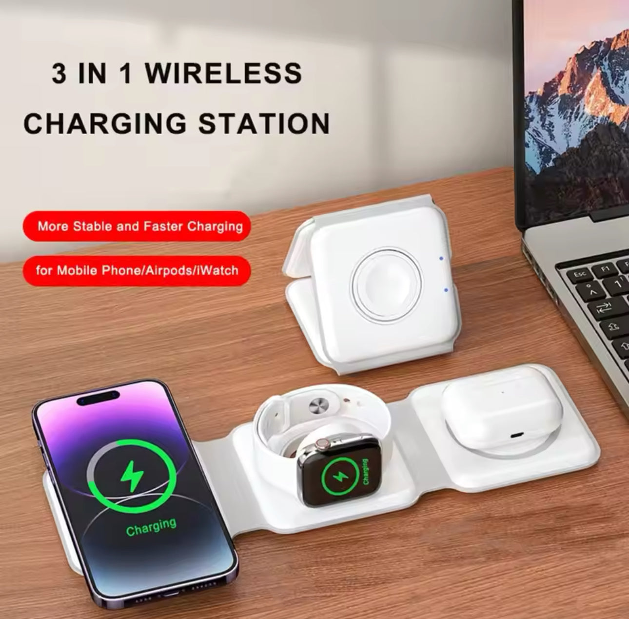 Foldable Wireless Magnetic Charger 3 in 1