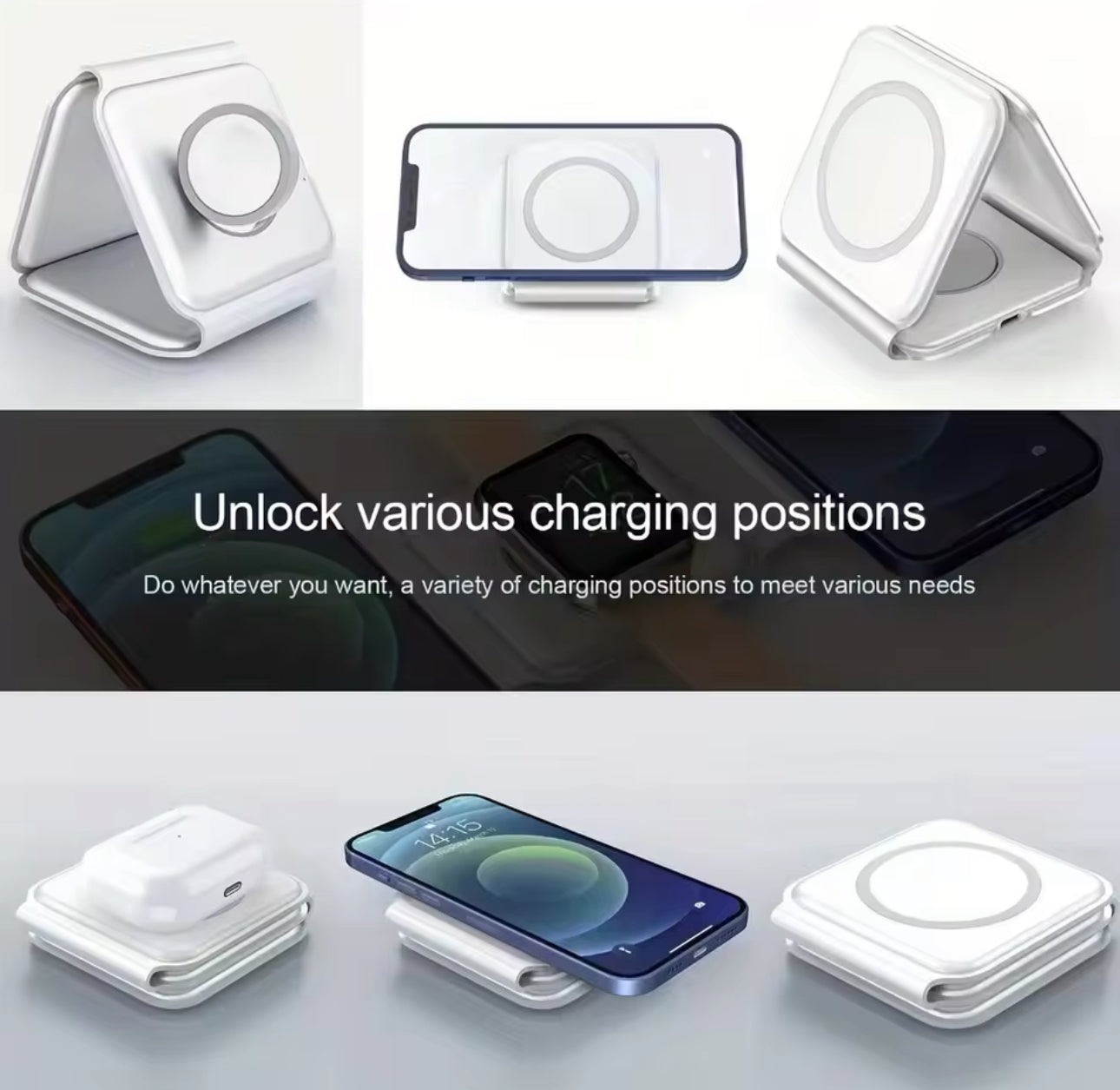 Foldable Wireless Magnetic Charger 3 in 1