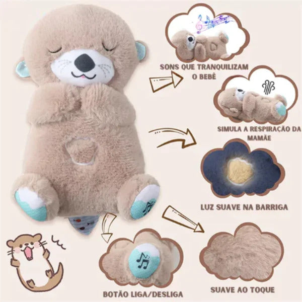 Brinquedo de Pelúcia Interativo com Luz e Música - Lontra Cinza