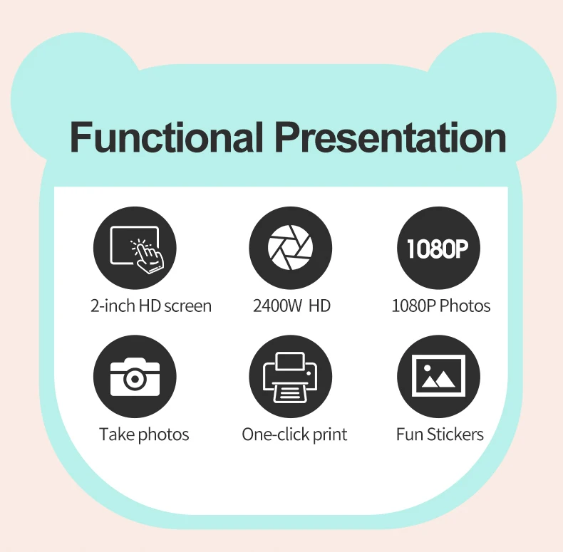 Câmara Instantânea Rosa para Crianças