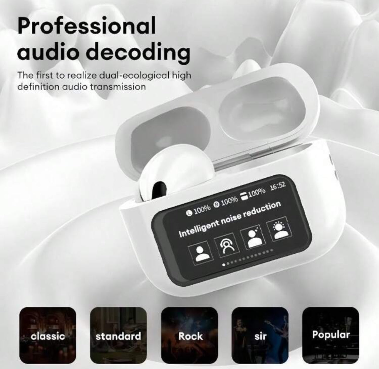 Inpods A9Pro com Ecrã Interativo - ANC/ENC